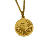 LKBEADS Collier en argent sterling 925 22 mm Chaîne de 45 cm Pendentif - oiseau mystique Bijou gothique Breloque inspirée du Animal nature esthétique sombre Plaqué or | LKRPG_001907