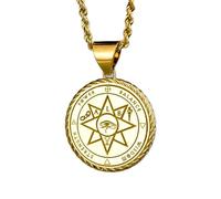 LKBEADS Collier en argent sterling 925 22 mm | Chaîne de 45 cm | Pendentif sceau occulte | Breloque force, sagesse, pouvoir et équilibre | Bijou amulette de protection | Médaille | Plaqué or | 00381