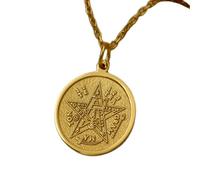 LKBEADS Collier en argent sterling 925 22 mm | Chaîne de 45 cm | Pendentif Tétragramme - Protection sacrée | Bijoux spirituels | Kabbale pour homme ou femme | Bijoux plaqués or | L_01573