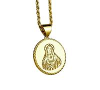 LKBEADS Collier en argent sterling 925 22 mm Chaîne de 45 cm Pendentif Vierge Marie Bijou religieux catholique Médaille miraculeuse Breloque Sainte Mère Plaqué or | LKRPG_0393
