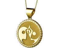 LKBEADS Collier en argent sterling 925 22 mm | Chaîne de 45 cm | Pendentif Yin Yang Yoga | Pendentif corde ronde | Breloque de méditation | Bijou pièce spirituelle | Plaqué or conscient | 00304