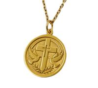 LKBEADS Collier en argent sterling 925, 22 mm | Croix chrétienne avec colombes - Bijou religieux fait main | Pendentif spirituel | Idéal pour un baptême ou une prière | Bijou plaqué or | LK_PNK_01775