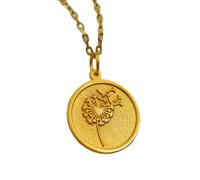 LKBEADS Collier en argent sterling 925 22 mm | Pendentif pissenlit - vœu botanique | Symbole minimaliste d'espoir et de nouveaux départs | Lumière et force | Bijou fait main plaqué or | LK_PNK_01536