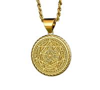 LKBEADS Collier en argent sterling 925 22 mm|Pendentif sceau des 7 archanges|Collier symbole d'ange|Bijou talisman|Amulette de protection|Médaille de Salomon|Bijou fait main plaqué or|LK_PNK_0319