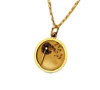 LKBEADS Collier en argent sterling 925 24 mm | chaîne 18 pouces | pissenlit | pendentif fleur | pendentif pissenlit | disque minimaliste | fleur de pissenlit ||plaqué or | L_01055