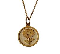 LKBEADS Collier en argent sterling 925 24 mm chaîne 45 cm aster breloque délicate septembre plaqué or | LKRPG_001269