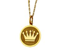 LKBEADS Collier en argent sterling 925 24 mm | chaîne 45 cm | couronne | couronne jaune | couronne délicate | couronne | femme | bijoux plaqués or | L_01400