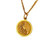 LKBEADS Collier en argent sterling 925 24 mm | chaîne 45 cm | pendentif lapin origami | lapin | breloque lapin | pendentif animal | animal | anniversaire | plaqué or | L_01193