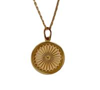 LKBEADS Collier en argent sterling 925 24 mm Chaîne 45 cm Roue du Dharma Bijoux yoga Anniversaire Plaqué or | LKRPG_001439