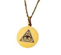 LKBEADS Collier en argent sterling 925, 24 mm | Chaîne de 45,7 cm | Pendentif œil Illuminati, talisman de la Providence, bijou pour maman | Plaqué or, fait main | LK_PNK_01472