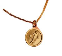 LKBEADS Collier en argent sterling 925 24 mm Chaîne de 45 cm Breloque initiales sport gravé Anniversaire Plaqué or | LKRPG_001354