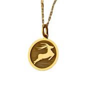 LKBEADS Collier en argent sterling 925 24 mm | Chaîne de 45 cm | Cerf | Pendentif cerf | Amoureux des cerfs | Pendentif breloque cerf | Animal | Femme | Plaqué or | L_01471