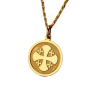 LKBEADS Collier en argent sterling 925 24 mm | Chaîne de 45 cm | Croix | Croix de Jérusalem pour la protection | Orthodoxe grecque | Anniversaire | Plaqué or | L_01144