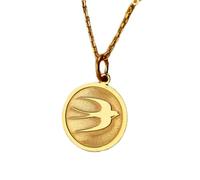 LKBEADS Collier en argent sterling 925 24 mm | chaîne de 45 cm | hirondelle | pendentif oiseau | hirondelle | breloque nature | pendentif animal | pièce oiseau plaquée or | L_01146