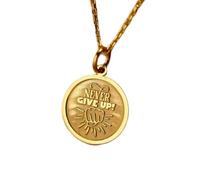 LKBEADS Collier en argent sterling 925 24 mm | chaîne de 45 cm | | Ne jamais abandonner | force féminine motivante | motivation | anniversaire | bijoux plaqués or | L_01074