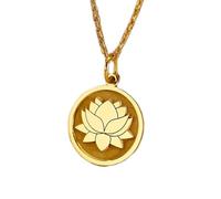 LKBEADS Collier en argent sterling 925 24 mm chaîne de 45 cm nénuphar pendentif d'anniversaire délicat femme bijoux plaqués or | LKRPG_0011| LKRPG_0