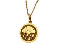 LKBEADS Collier en argent sterling 925 24 mm | chaîne de 45 cm | nuage | petit nuage | pendentif éclair | pendentif nuage délicat | simple | femme | plaqué or | L_01396