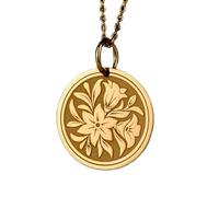 LKBEADS Collier en argent sterling 925 24 mm | chaîne de 45 cm | pendentif fleur de lys | breloque bouquet de lys | médaillon pièce florale | anniversaire | plaqué or | L_02035