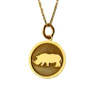 LKBEADS Collier en argent sterling 925 24 mm | chaîne de 45 cm | pendentif rhinocéros | amoureux des animaux | pendentif rhinocéros nature africaine | anniversaire | plaqué or | L_01327