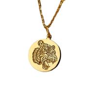 LKBEADS Collier en argent sterling 925 24 mm | Chaîne de 45 cm | Pendentif tigre | Tigre | Tête de tigre | Charm animal | Pendentif tête de tigre délicat | Plaqué or | L_01282