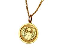 LKBEADS Collier en argent sterling 925 24 mm | Chaîne de 45 cm | Scarabée égyptien | Pendentif scarabée égyptien | Pendentif scarabée égyptien | Anniversaire | Plaqué or | L_01268