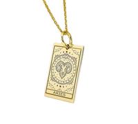 LKBEADS Collier en argent sterling 925 24 x 16 mm | Chaîne de 45 cm | Pendentif Bélier | Bijoux du zodiaque mars-avril | Breloque Bélier carré | Plaqué or | 00184