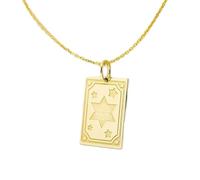 LKBEADS Collier en argent sterling 925 24 x 16 mm | Chaîne de 45 cm | Pendentif étoile rectangulaire | Bijou céleste | Breloque étoile du Nord | Étoiles gravées plaquées or | 00173