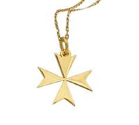 LKBEADS Collier en argent sterling 925, 24 x 24 mm | Chaîne de 45,7 cm | Croix de Malte - Pendentif délicat Chevalier de Malte | Bijou artisanal plaqué or | LK_PNK_01777