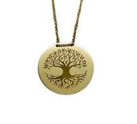 LKBEADS Collier en argent sterling 925 25 mm | Chaîne de 45 cm | Pendentif arbre | Breloque arbre gravé | Breloque arbre généalogique | Arbre de vie | Pendentif | Plaqué or familial | 00910