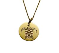 LKBEADS Collier en argent sterling 925 25 mm | Chaîne de 45 cm | Pendentif tortue de mer gravée | Plaqué or | 00920