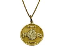 LKBEADS Collier en argent sterling 925 25 mm | Chaîne de 45 cm | Philosophie Amor Fati | Bijou stoïcisme | Pendentif pièce Memento Mori | Plaqué or | 00970