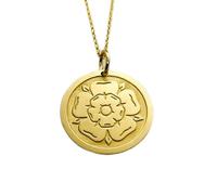 LKBEADS Collier en argent sterling 925 26 mm Chaîne 45 cm Pendentif pièce monnaie Bijou fleur Plaqué or | LKRPG_001| LKRPG_04