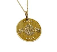 LKBEADS Collier en argent sterling 925 26 mm | Chaîne de 45 cm | Pendentif Amor Fati | Breloque Amour du Destin | Bijoux stoïques | Pendentif | Plaqué or pour femme | 00763