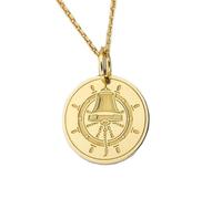 LKBEADS Collier en argent sterling 925 26 mm | Chaîne de 45 cm | Pendentif gouvernail de mer | Bijou gouvernail | Breloque nautique | Amoureux des navires | Plaqué or marin | 00045