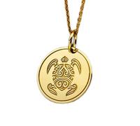 LKBEADS Collier en argent sterling 925 28 mm Chaîne 45 cm Pendentif mer Océan délicat Breloque pièce monnaie plaqué or | LKRPG_0119