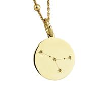 LKBEADS Collier en argent sterling 925 28 mm | Chaîne de 45 cm | Anniversaire constellation Cancer | Bijoux astrologique | Pour Cancer | Pendentif pièce signe du zodiaque Crabe | Plaqué or | 00714