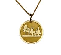 LKBEADS Collier en argent sterling 925 28 mm | chaîne de 45 cm | forêt | pendentif pièce nature | breloque forêt | animal | pendentif cerf | bijoux arbre | bijoux plaqués or | 00794