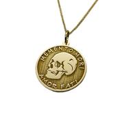 LKBEADS Collier en argent sterling 925 28 mm | chaîne de 45 cm | pendentif Amor Fati | bijoux stoïciens Memento Mori | breloque Amor Fati | pendentif | plaqué or | 00638