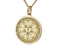 LKBEADS Collier en argent sterling 925 28 mm | Chaîne de 45 cm | Pendentif croix luthérienne rose de Luther | Bijoux luthériens | Chrétien | Amulette pièce de première communion | Plaqué or | 00725