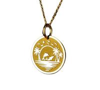 LKBEADS Collier en argent sterling 925 28 mm | Chaîne de 45 cm | Pendentif hawaïen Aloha | Bijoux samoans et îles de Maui | Île et breloque | Plaqué or | 00662