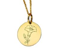 LKBEADS Collier en argent sterling 925 28 mm | chaîne de 45 cm | pendentif plaqué or | fleur de naissance septembre | breloque fleur du mois de naissance | plaqué or | 00223