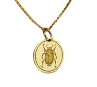 LKBEADS Collier en argent sterling 925 28 mm | Chaîne de 45 cm | Pendentif scarabée | Bijou insecte volant | Breloque scarabée égyptien | Pendentif animal | Plaqué or | 00206