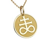 LKBEADS Collier en argent sterling 925 28 mm|Collier avec symbole du Léviathan|Talisman occulte|Bijou d'alchimie|Charme mystique|Amulette gothique|Anniversaire|Bijou fait main plaqué or|LK_PNK_0658