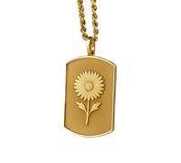 LKBEADS Collier en argent sterling 925 30 x 19 mm 45 cm Pendentif fleur naissance Aster corde Anniversaire femme septembre Plaqué or | LKRPG_0450