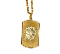 LKBEADS Collier en argent sterling 925 30 x 19 mm Chaîne 45 cm Pendentif tête Jésus, bijou chrétien, médaille religieuse Plaqué or | LKRPG_0503