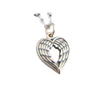 LKBEADS Collier en argent sterling 925 avec double aile d'ange en forme de cœur, pendentif commémoratif et spirituel délicat et raffiné | Chaîne de 45 cm | Plaqué argent | LK_PNK_02647