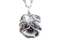 LKBEADS Collier en argent sterling 925 avec pendentif en forme de fleur de pensée, petit bijou délicat et délicat, idéal comme cadeau, avec chaîne de 45 cm, plaqué argent, L_PN_0422