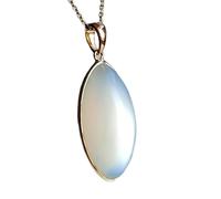 LKBEADS Collier en argent sterling 925 avec pendentif en forme de poire en pierre de lune blanche naturelle de 26 x 14 mm, chaîne de 45 cm, énergie de guérison, bijoux spirituels, cadeau | gmpd_0297