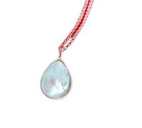 LKBEADS Collier en argent sterling 925 avec pendentif en forme de poire et perle d'eau douce naturelle 20 x 12 mm, chaîne de 45 cm, énergie de guérison, bijoux spirituels, cadeau | gmpd_0116