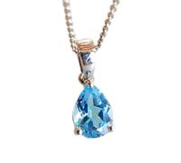LKBEADS Collier en argent sterling 925 avec pendentif en forme de poire et topaze bleue naturelle 11 x 9 mm, chaîne de 45 cm, bijou spirituel et énergétique de guérison, cadeau pour femme &|gmpd_0336